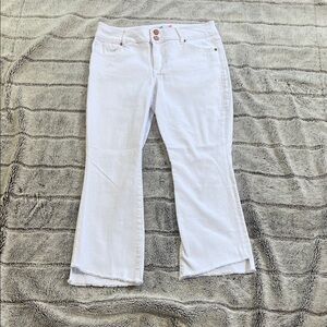 CAbi Women's White Hi-Low Crop Jeans